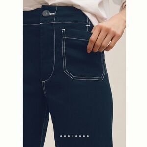 The Colette Contrast-Stitch Linen Crop Wide-Leg Pants by Maeve